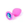 Plug Pink Silikon Small Blue Diamond 7cm. Ekskluzywna Biżuteria Analna - Różowy Silikonowy Plug z Jasnoniebieskim Diamentem