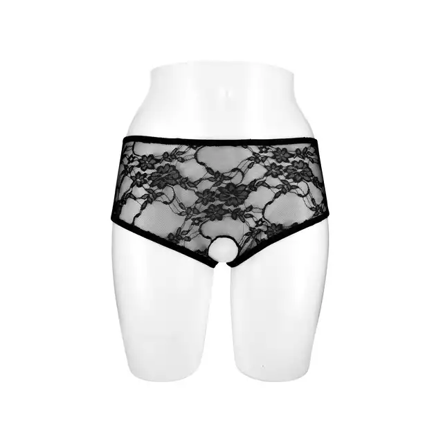 Concorde Amanda Black One Size. Czarne Koronkowe Majtki Pełne z Dziurką.