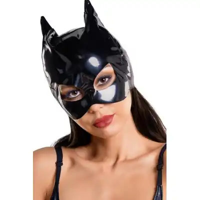 Glossy Wetlook Cat Mask Black. Czarna Maska Kobieta Kot.