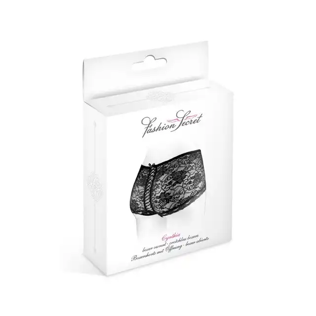 Concorde Cynthia Black One Size. Czarne Koronkowe Pansy z Dziurką. 