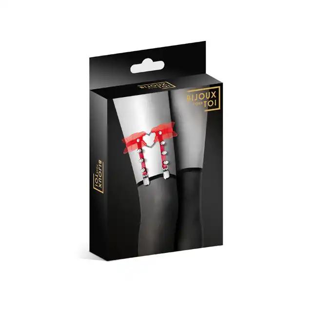 Bijoux Pour Toi -  Jarretiere Coeur Rouge. Elegancka Czerwona Podwiązka w Stylu SM.
