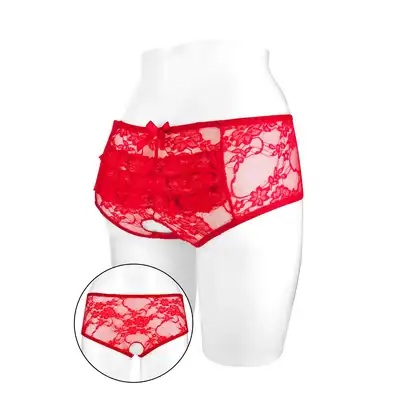 Concorde Amanda Red One Size. Czerwone Koronkowe Majtki Pełne z Dziurką.