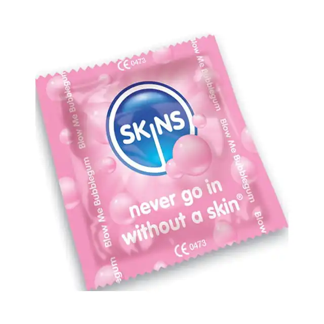 Skins - Bubblegum 1 szt. Prezerwatywa o oryginalnym smaku gumy balonowej!