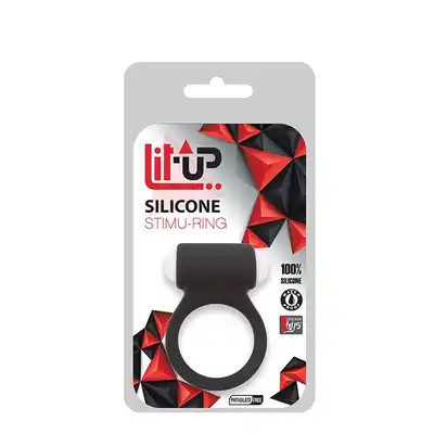 Dream Toys - Lit-Up - Silicone Stimu Ring. Czarny ring na penisa z wibracjami