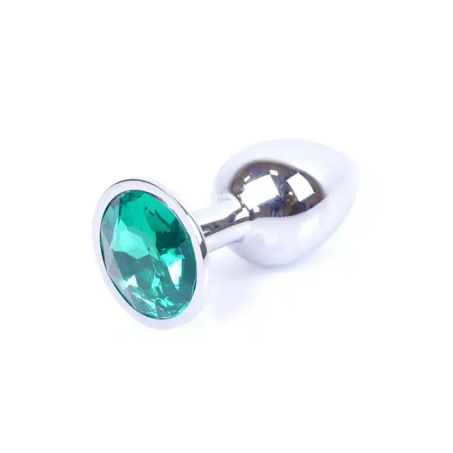 Jawellery Silver Plug Green. Ekskluzywna Biżuteria Analna - Korek ze Stali Nierdzewnej z Zielonym Diamentem.