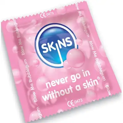 Skins - Bubblegum 1 szt. Prezerwatywa o oryginalnym smaku gumy balonowej!