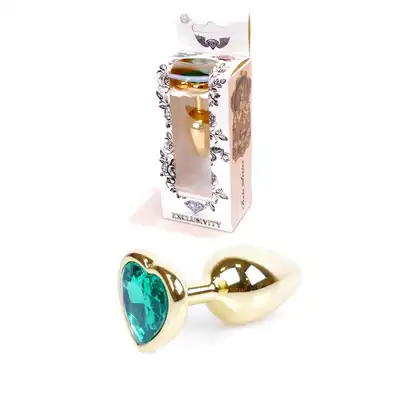 Plug-Jawellery Gold with Green Diamond. Biżuteria Analna Złoty Plug z Zielonym Diamentem.
