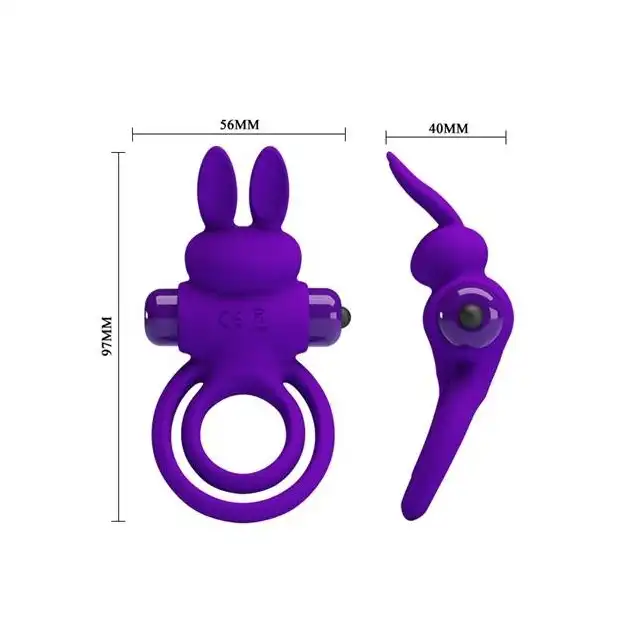 Pretty Love - Vibrant Penis Ring III. Fioletowy podwójny ring z króliczkiem