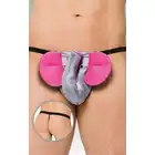 SoftLine - Thong 4445 Gray/Pink S/L. Męskie Stringi z Głową Słonia Szaro-Różowe.