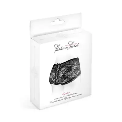 Concorde Cynthia Black One Size. Czarne Koronkowe Pansy z Dziurką. 
