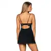 Obsessive - Luvae babydoll i stringi S/M. Czarna koszulka z oryginalną koronką