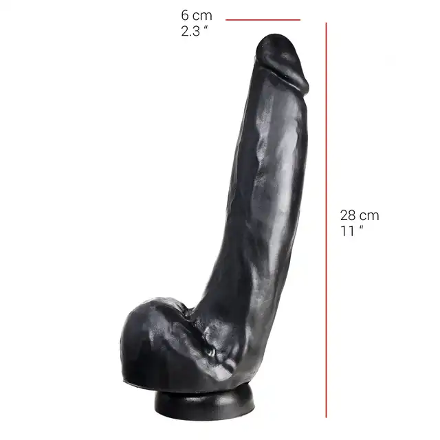 Dildorama - 515 line - 11" Black Succion. Potężne, wysokiej jakości czarne dildo. Mocna przyssawka, idealny kształt. 