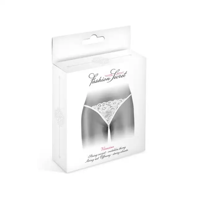 Concorde Venusina White One Size. Biała Francuska Bielizna Stringi.