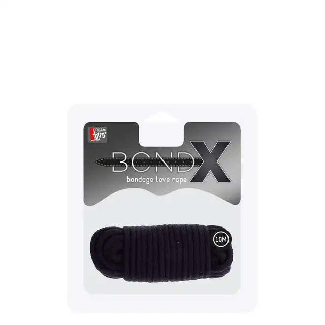 Dream Toys - Bond X Black 10 m. Bawełniana czarna lina do wiązania. Bezpieczna, długa, miękka i solidna!