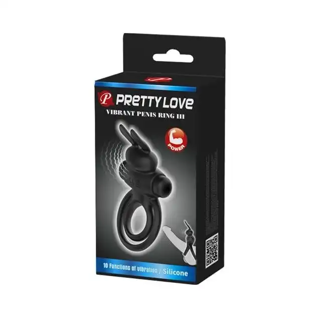 Pretty Love - Vibrant Penis Ring III. Podwójny ring z wibrującym króliczkiem