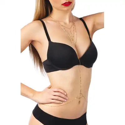 Bijoux Pour Toi Collier Chaîne Alison. Złoty Naszyjnik z Zapięciem w Talii.