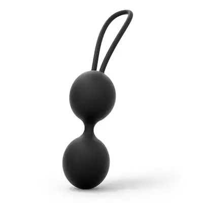Dorcel - Dual Balls Noir. Delikatny silikon. Czarne kulki gejszy z podwójnym sznureczkiem
