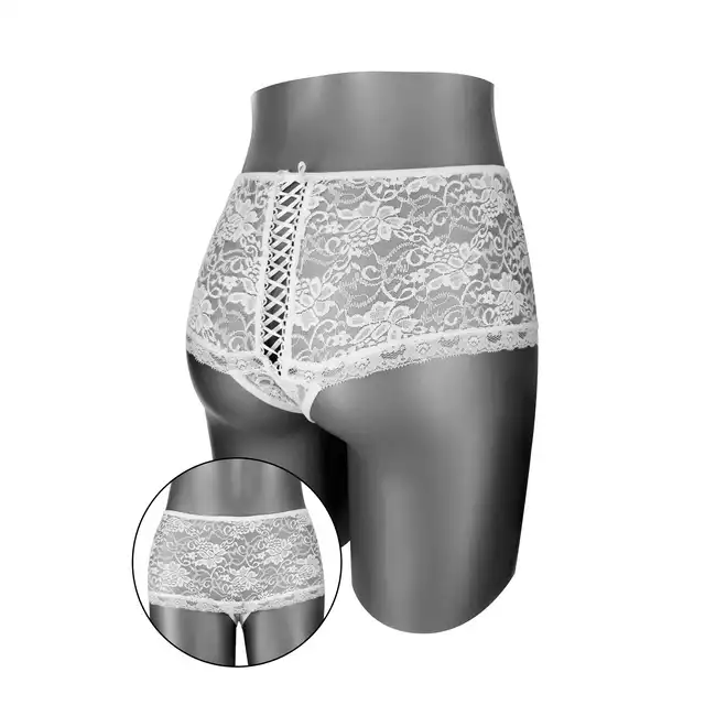 Concorde Cznthia White One Size. Białe Koronkowe Pansy z Dziurką.
