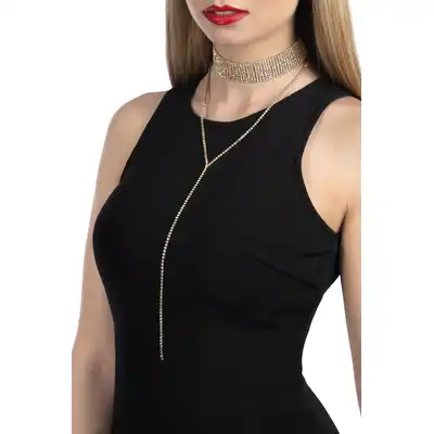 Bijoux Pour Toi Collier Doré 2 en 1 Emma. Gruby Złoty Naszyjnik z Diamentami.