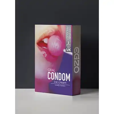 Egzo - Oral Condom Ice Cream 3 szt. Prezerwatywy o smaku kremowych lodów