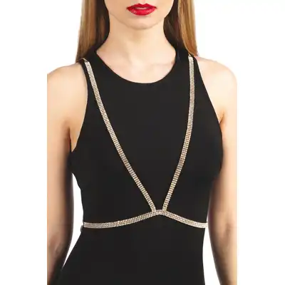 Bijoux Pour Toi Bijou de Corps Doré. Kolia Złota z Diamentami Podkreślający Dekolt i Plecy.