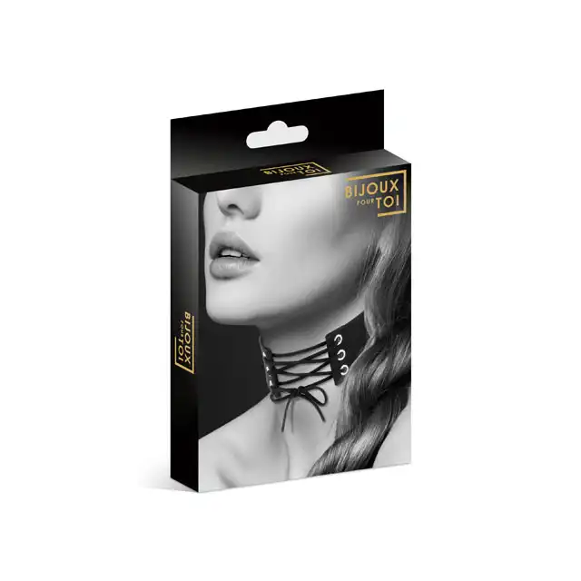 Ras De Cou Lacet Noir. Regulowany Naszyjnik Choker. 