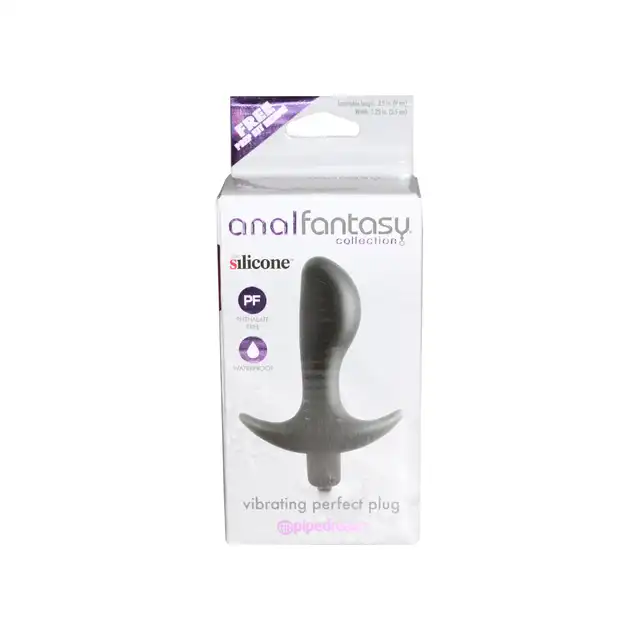 Anal Fantasy - Vibrating Perfect Plug. Czarna silikonowa wtyczka analna. Wibracje.