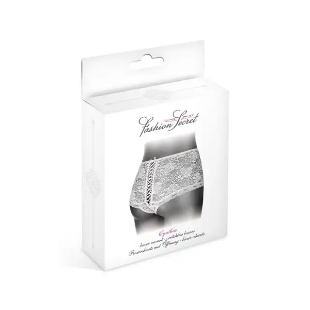 Concorde Cznthia White One Size. Białe Koronkowe Pansy z Dziurką.