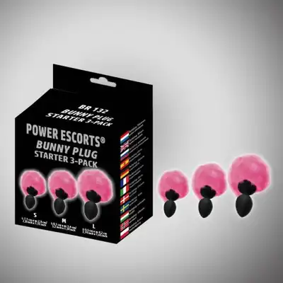 Power Escorts - Bunny Starter 3-Pack. Zestaw treningowy uroczych plugów. Ogonki króliczka