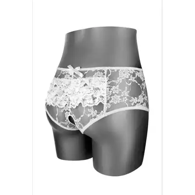 Concorde Amanda White One Size. Białe Koronkowe Majtki Pełne z Dziurką.