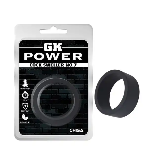 GK Power Cock Sweller No.7 Black. Silikonowy Czarny Ring 4,5 cm.