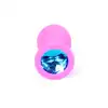 Plug Pink Silikon Small Blue Diamond 7cm. Ekskluzywna Biżuteria Analna - Różowy Silikonowy Plug z Jasnoniebieskim Diamentem