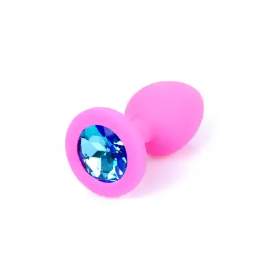 Plug-Jawellery Pink Silikon PLUG Small- Light Blue Diamond