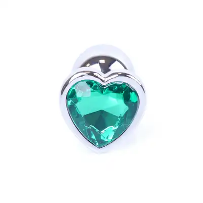 Plug-Jawellery Silver  Heart PLUG- Green