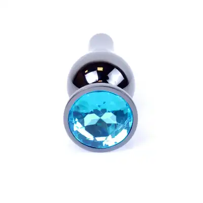 Plug-Jawellery Dark Silver BUTT PLUG- Light Blue