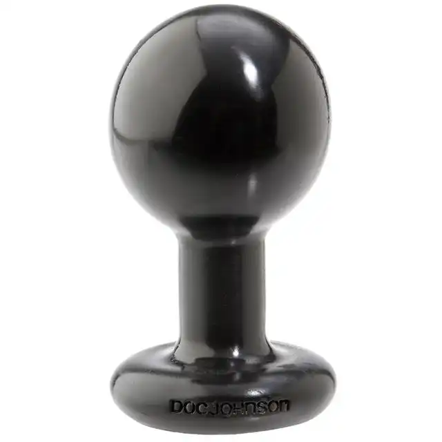 Doc Johnson - Round Butt Plug Medium. Czarny, niezwykle przyjemny w dotyku plug analny