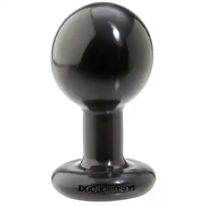Doc Johnson - Round Butt Plug Medium. Czarny, niezwykle przyjemny w dotyku plug analny
