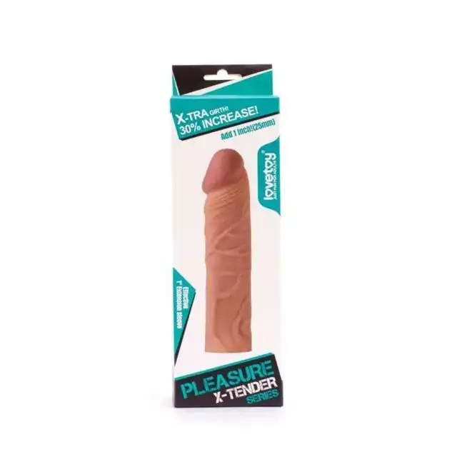 Lovetoy - Pleasure X-Tender 1". Nakładka przedłużająca penisa o 2,4 cm. Cyberskóra.