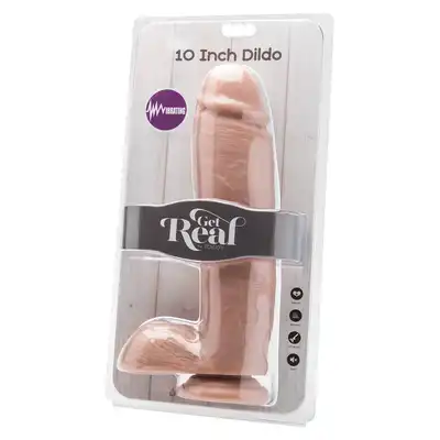Dildo-COCK 10 INCH W/ BALLS FLESH VIBR.