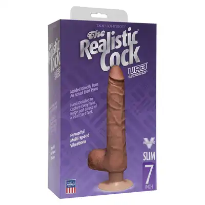 Wibrator-REALISTIC COCK SLIM VIBR 7"""" BROWN