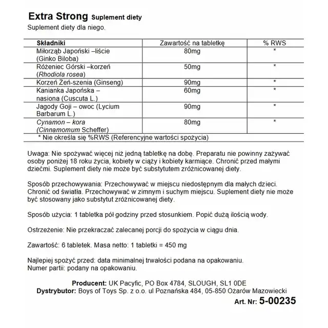 Supl.diety-Extra Strong 6 Capsules