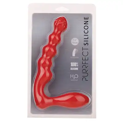 Dream Toys - Purrfect Silicone 19 cm. Silikonowy czerwony  strapon bez uprzęży, wysoka jakość.