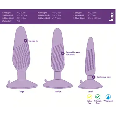 Plug-Twisted Smoke Butt Plug Set Kinx. 3 Wtyczki analne prążkowane.