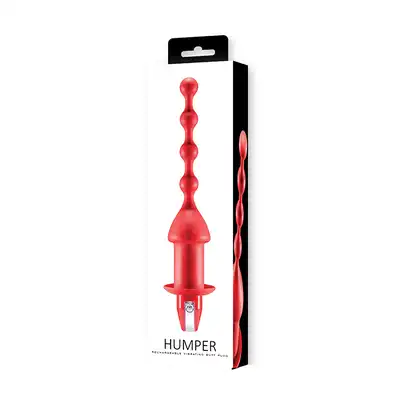 Masażer/anal-HUMPER SILICONE BUTT BEADS VIBRATOR RED