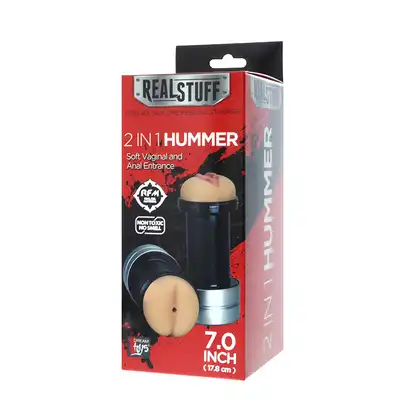 RealStuff - 2-in-1 Hummer Anus &amp; Vagina. Realistyczny masturbator w formie cylindra, wyposażony w dwa różne kanały