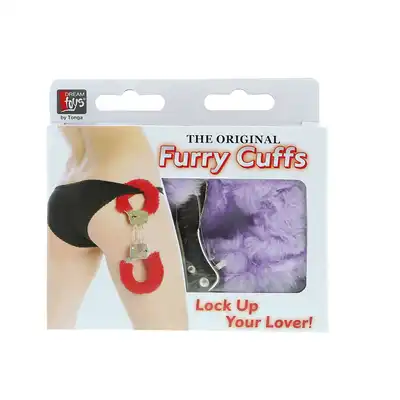 Kajdanki-METAL HANDCUFF WITH PLUSH LAVENDER