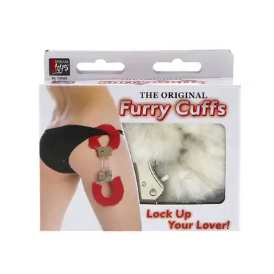Kajdanki-METAL HANDCUFF WITH PLUSH WHITE