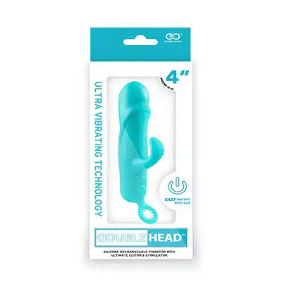 Wibrator-DOUBLE HEAD 4INCH VIBRATOR BLUE