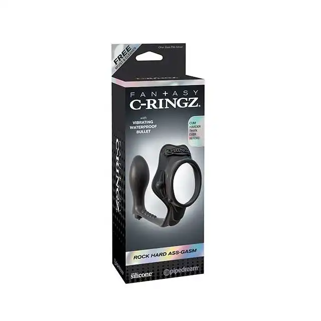 Fantasy C-Ringz - Rock Hard Ass-Gasm. Ring na penisa z wtyczką analną. Silikon medyczny.