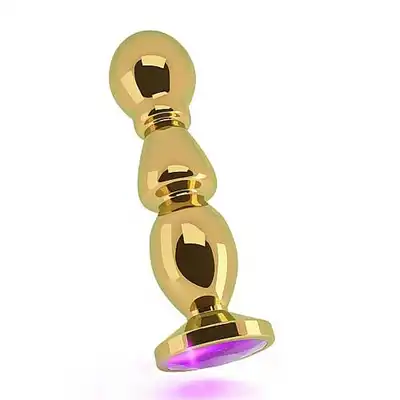 Rich - Gold Plug With Sparkling Sapphire. Piękna wtyczka analna, zdobiona kryształkiem.